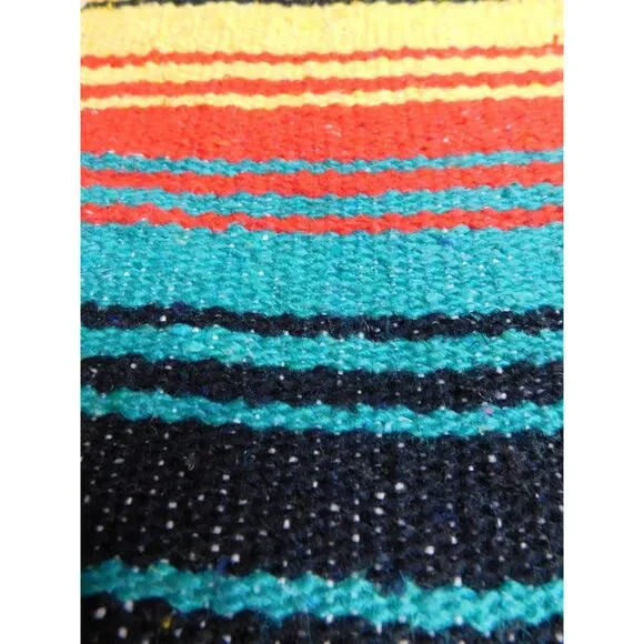Mexican Woven Blanket Southwestern Striped Colors 74 in. X 52 Large Throw - Picture 6 of 8